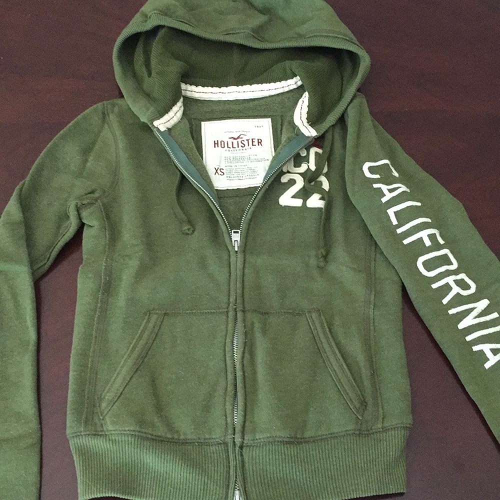 HOLLISTER hoodie- olive green, size XSMALL